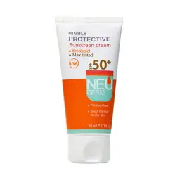 کرم ضد آفتاب با SPF50+ رنگی تیره مدل هایلی پروتکتیو مناسب پوست خشک و نرمال حجم 50 میل نئودرم