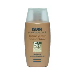 ضد آفتاب فلوئیدی با SPF50 رنگی متوسط مدل Fusion Water مناسب انواع پوست حجم 50 میل ایزدین