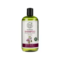 شامپو ضد ریزش مو مدل White Musk مناسب کف سر چرب و موی آسیب دیده حجم 475 میل پتال فرش