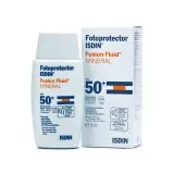 ضد آفتاب فلوئیدی با SPF50 بی رنگ مدل Mineral مناسب پوست خشک و حساس حجم 50 میل ایزدین
