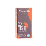 کاندوم اسپشیال تنگ و تحریک کننده خاردار و تاخیری ساده مدل Tight 2X بسته 12 عددی چرچیلز