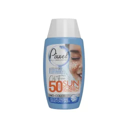 کرم ضد آفتاب با SPF50 بی رنگ مناسب پوست چرب و دارای جوش حجم 50 میل پیکسل