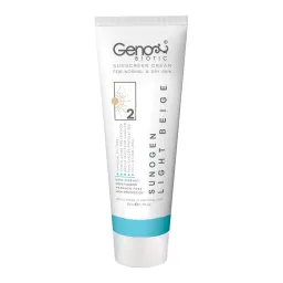 ضد آفتاب با SPF50 رنگی بژ روشن مناسب پوست خشک حجم 50 میل ژنوبایوتیک