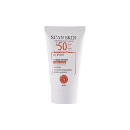 کرم ضدآفتاب SPF50 مناسب پوستهای خشک و حساس فاقد رنگ حجم 40 میل اسکن اسکین
