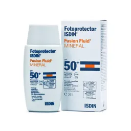 ضد آفتاب فلوئیدی با SPF50 بی رنگ مدل MINERAL مناسب پوست خشک و حساس حجم 50 میل ایزدین