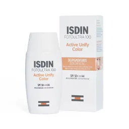 ضد آفتاب فلوئیدی با SPF50 رنگی مدل ACTIVE UNIFY مناسب انواع پوست حجم 50 میل ایزدین