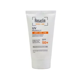 کرم ضد آفتاب با SPF50 بی رنگ مناسب پوست خشک و نرمال حجم 40 میل رزاکلین