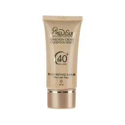 ضد آفتاب کرم پودری با SPF40 بژ خیلی روشن مناسب پوست چرب حجم 30 میل مدیسان