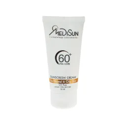 کرم ضد آفتاب با SPF60 بی رنگ مناسب پوست چرب و نرمال حجم 50 میل مدیسان