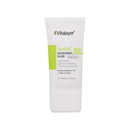 ضد آفتاب فلوئیدی با SPF50 نچرال بژ ACTIVIT مناسب پوست چرب و مختلط حجم 50 میل ویتالیر