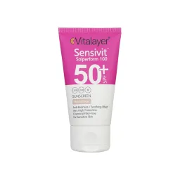 کرم ضد آفتاب با SPF50 نچرال بژ مدل SENSIVIT مناسب پوست حساس حجم 40 میل ویتالیر