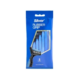 خود تراش 2 لبه مدل RUBBER GRIP بسته 5 عددی سیلور
