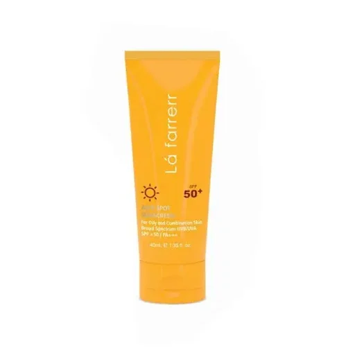 کرم ضدآفتاب و ضدلک SPF50 بی رنگ مناسب پوست چرب حجم 40 میل لافارر