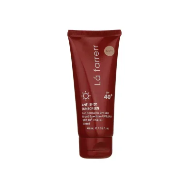 کرم ضد آفتاب و ضد لک با SPF40 رنگی لایت مناسب پوست خشک و نرمال حجم 40 میل لافارر