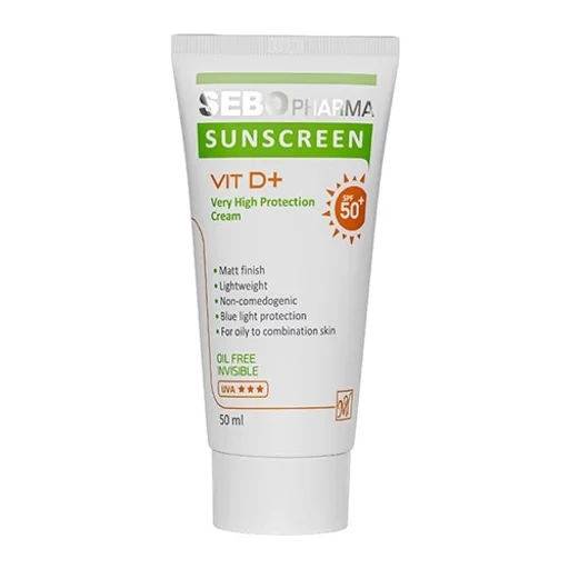 کرم ضدآفتاب SPF50+ فاقد چربی بی رنگ حجم 50 میل سبو مای فارما