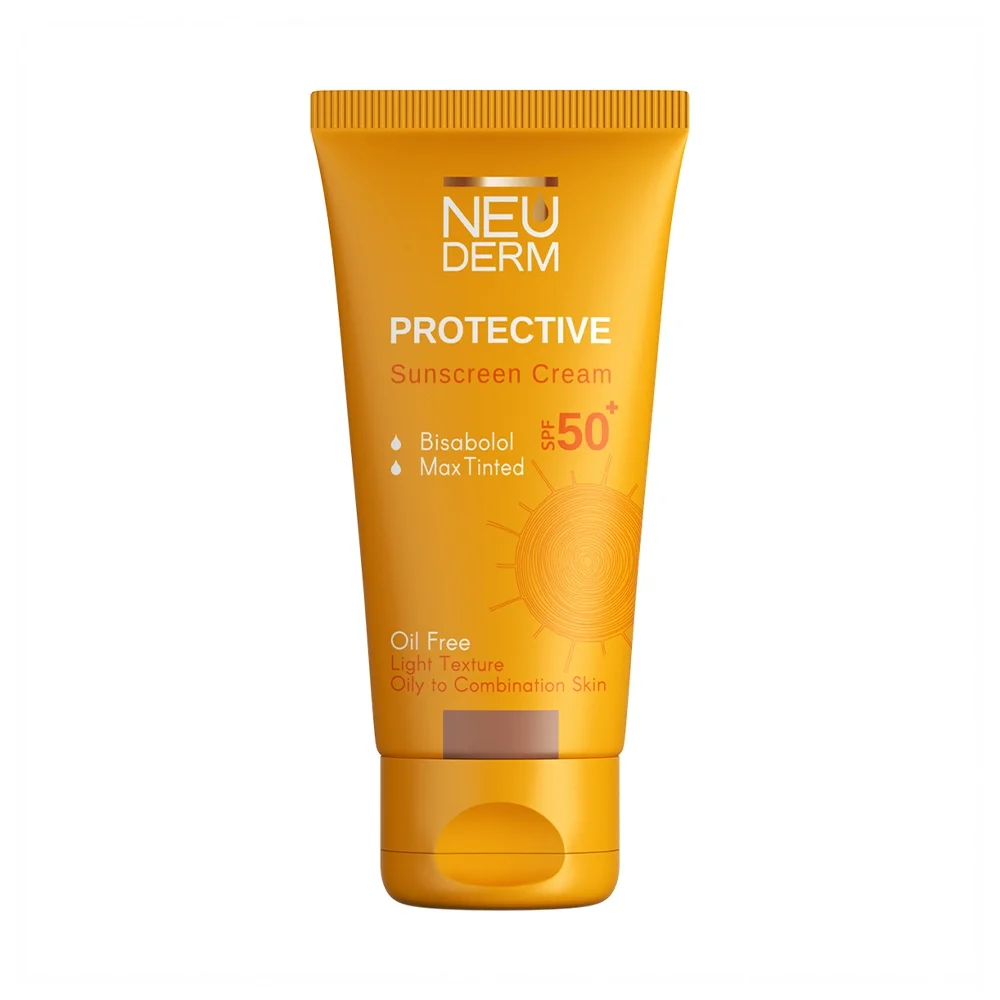 کرم ضد آفتاب با SPF50+ رنگی تیره بدون چربی حجم 50 میل نئودرم