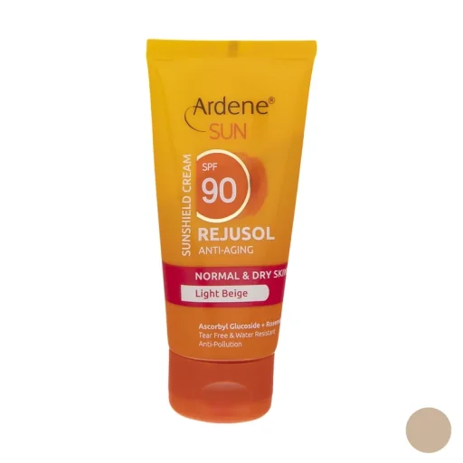 کرم ضدآفتاب رنگی SPF90 پوست‌ معمولی و خشک بژ روشن حجم 50 میل آردن سان