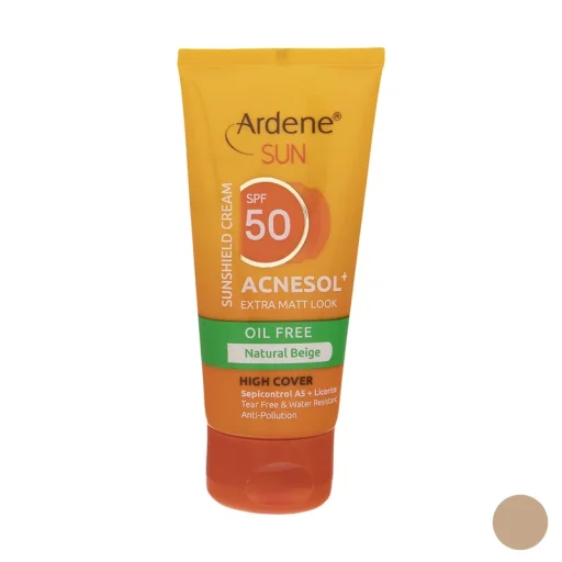 کرم ضدآفتاب رنگی SPF50 فاقد چربی و مات‌کننده بژ طبیعی حجم 50 میل آردن سان