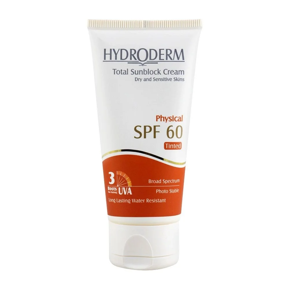 کرم ضد آفتاب با SPF60 رنگی بژ روشن مناسب پوست خشک و حساس حجم 50 میل هیدرودرم