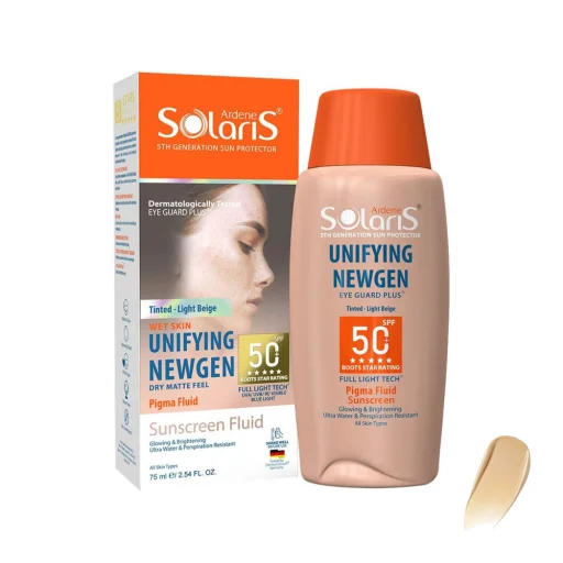 فلوئید ضدآفتاب SPF 50 بژ روشن مدل Unifying Newgen حجم 75 میل آردن سولاریس