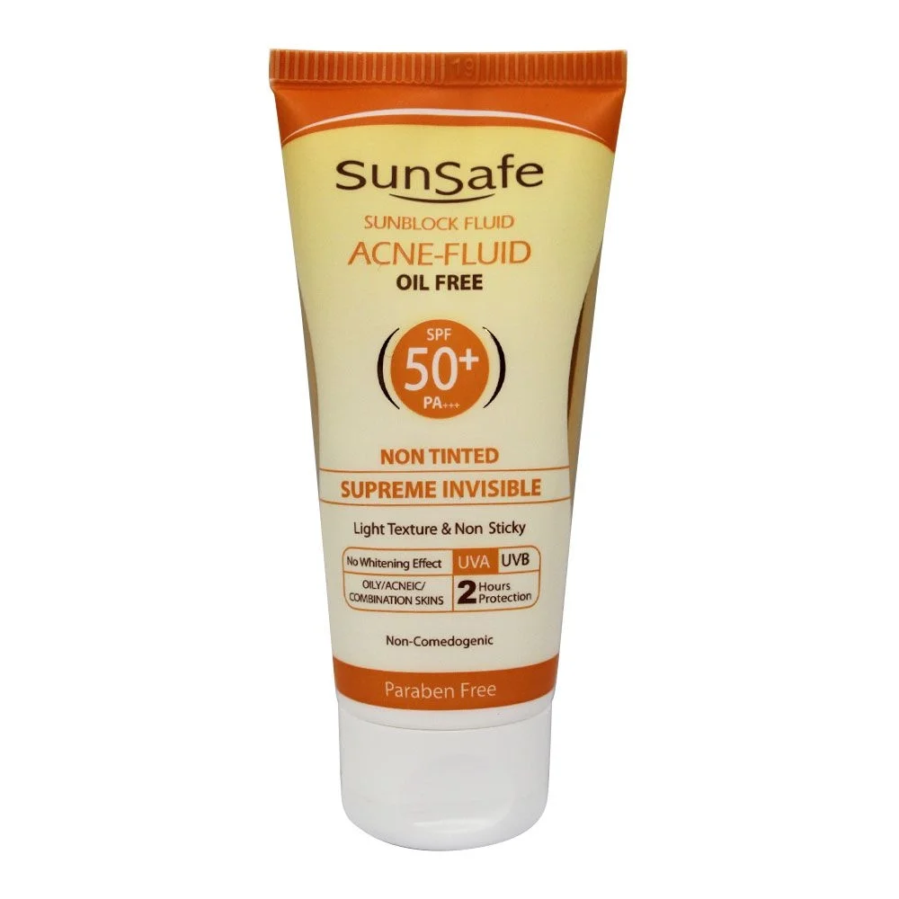 فلوئید ضد آفتاب با SPF50 بی رنگ بدون چربی مناسب پوست چرب حجم 50 میل سان سیف