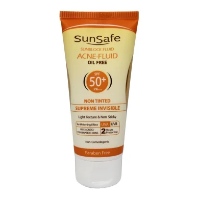 فلوئید ضد آفتاب با SPF50 بی رنگ بدون چربی مناسب پوست چرب حجم 50 میل سان سیف