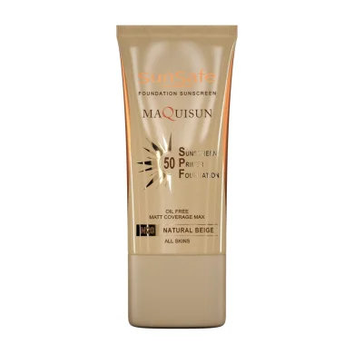 ضد آفتاب کرم پودری همراه پرایمر با SPF50 رنگی بژ طبیعی کد N20 مکی سان حجم 40 میل سان سیف