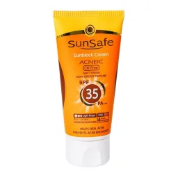 ضدآفتاب رنگی SPF35 فاقد چربی مناسب پوست‌ چرب بژروشن حجم 50 میل سان سیف