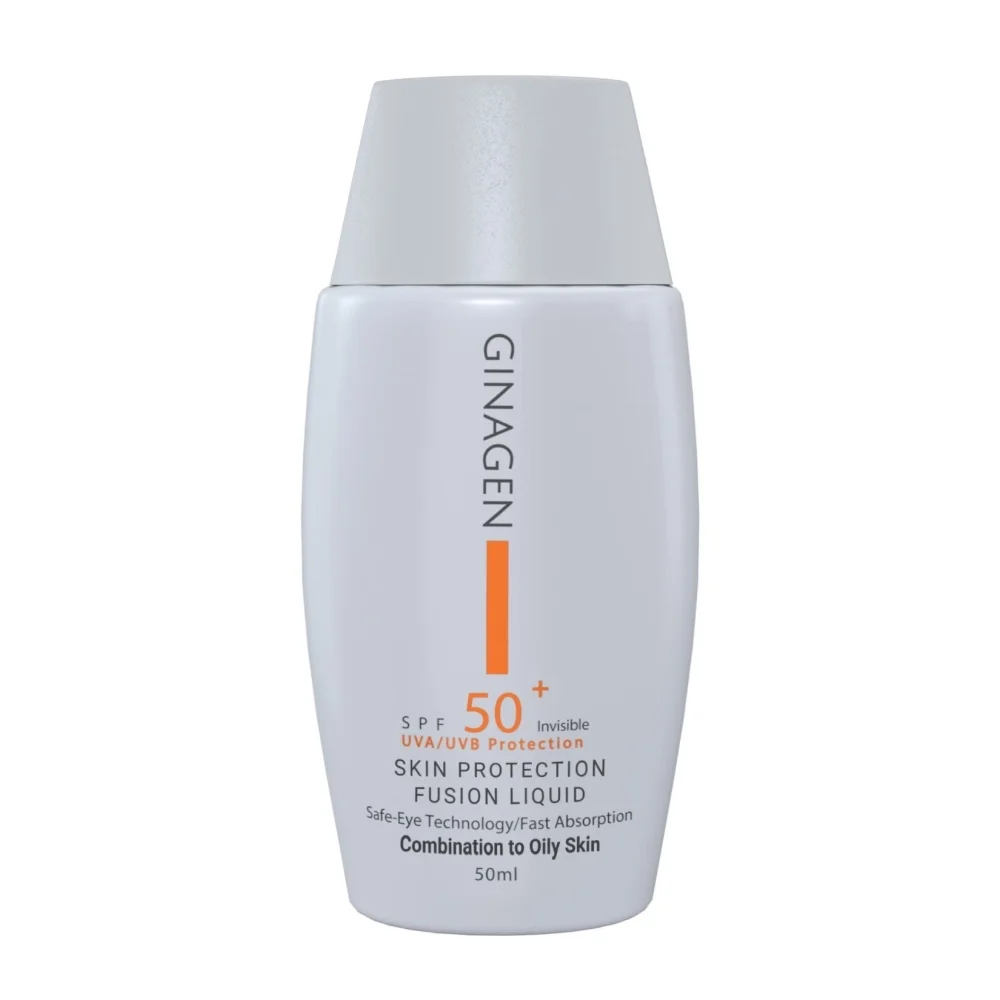 کرم ضد آفتاب با SPF50 بی رنگ مناسب پوست چرب و مختلط حجم 50 میل ژیناژن
