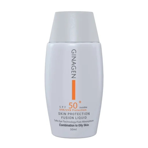 کرم ضدآفتاب SPF50 بی رنگ مناسب پوست چرب و مختلط حجم 50 میل ژیناژن