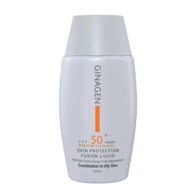 کرم ضد آفتاب با SPF50 بی رنگ مناسب پوست چرب و مختلط حجم 50 میل ژیناژن