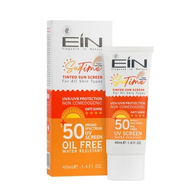 کرم ضد آفتاب با SPF50 رنگی بژ روشن تیوبی حجم 40 میل ای آی ان