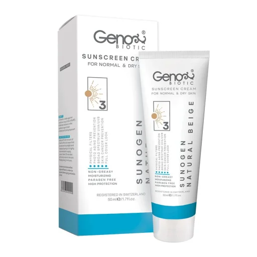 ضدآفتاب SPF50 پوست خشک بژ طبیعی حجم 50 میل ژنو بایوتیک