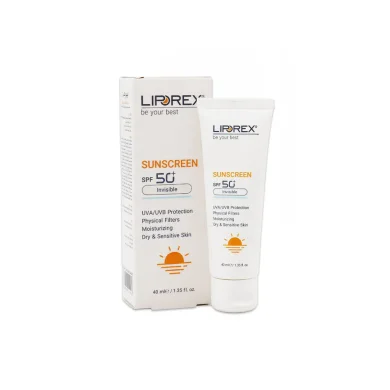 کرم ضد آفتاب با SPF50 بی رنگ مناسب پوست خشک و حساس حجم 40 میل لیپورکس