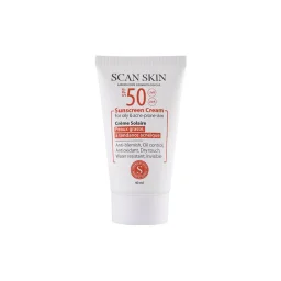 کرم ضد‌آفتاب SPF50 مناسب پوست‌های چرب و مستعد آکنه فاقد رنگ حجم 40 میل اسکن اسکین