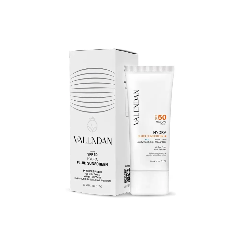 فلوئید ضد آفتاب آبرسان با SPF50 بی رنگ حجم 50 میل ولندان