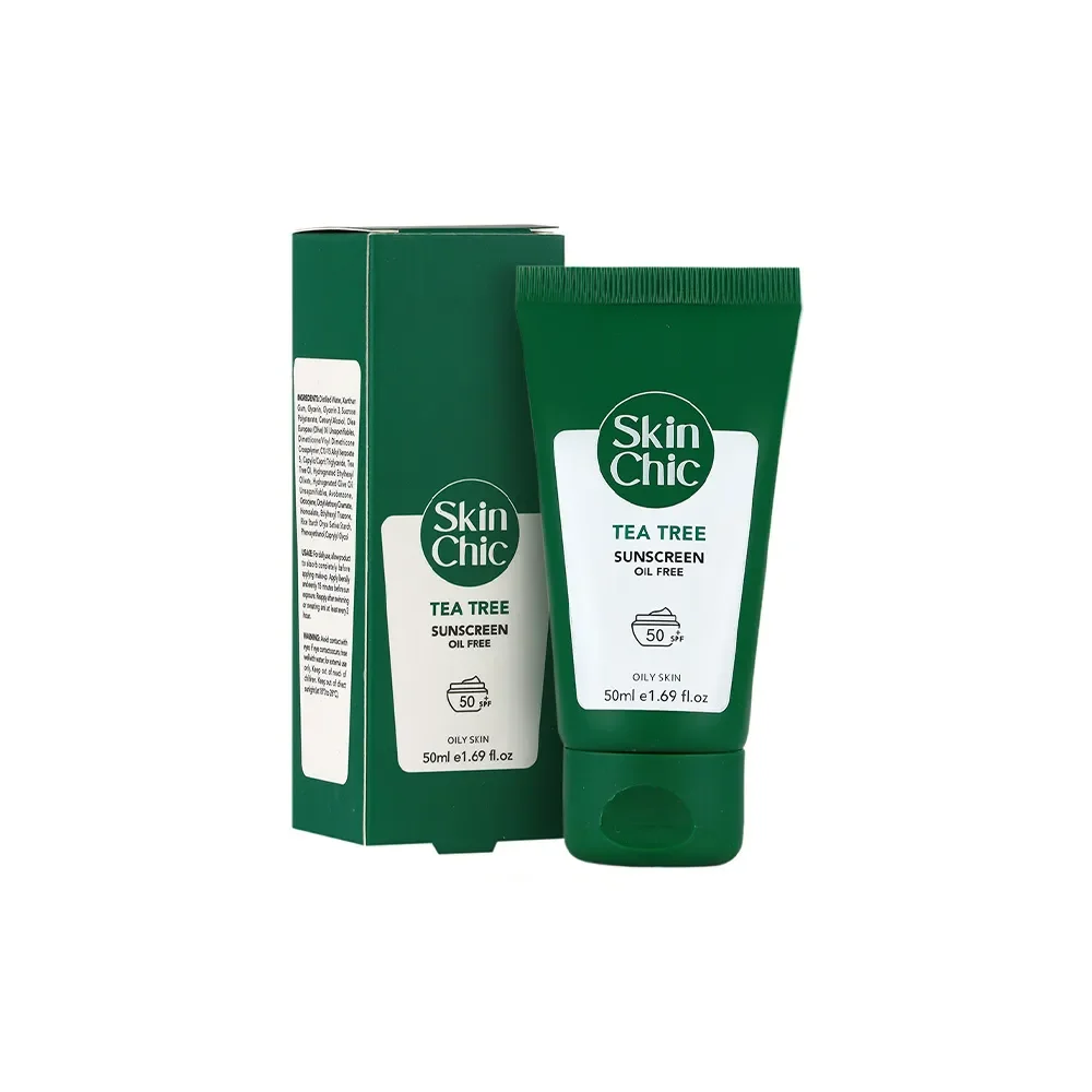 کرم ضد آفتاب با SPF50 حاوی عصاره درخت چای حجم 50 میل اسکین شیک