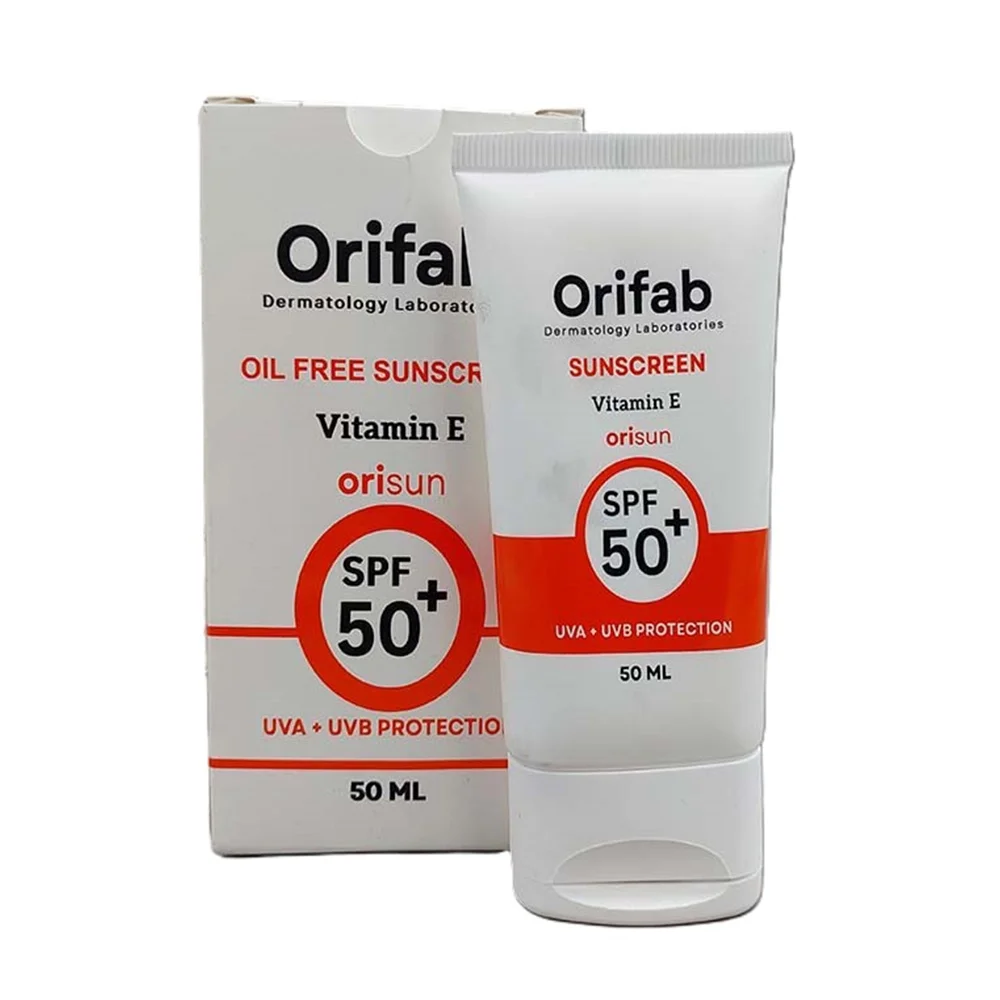 کرم ضد آفتاب با SPF50 بی رنگ مناسب انواع پوست حجم 50 میل اوری فاب