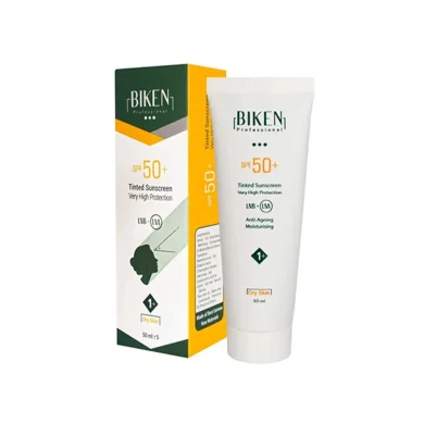 کرم ضد آفتاب با SPF50+ رنگی مناسب پوست خشک کد +1 حجم 50 میل بیکن