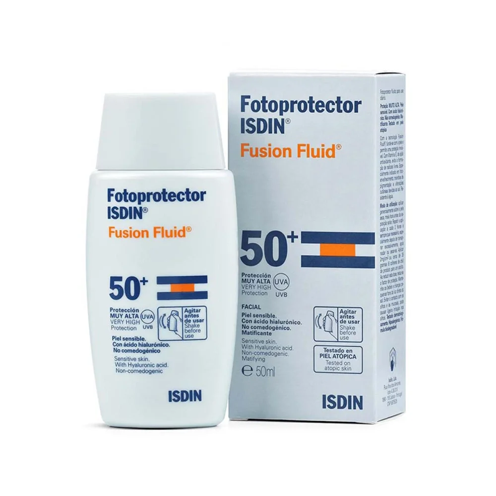 ضد آفتاب فلوئیدی با SPF50 بی رنگ مدل Fusion مناسب انواع پوست حجم 50 میل ایزدین