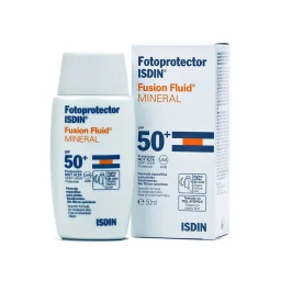 ضد آفتاب فلوئیدی با SPF50 بی رنگ مدل MINERAL مناسب پوست خشک و حساس حجم 50 میل ایزدین