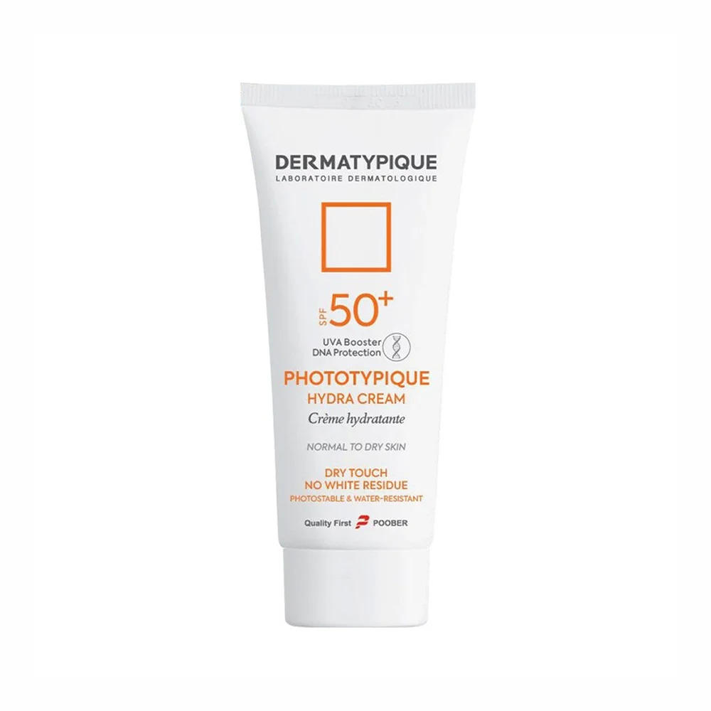 کرم ضد آفتاب مرطوب کننده با SPF50 بی رنگ مدل فتوتیپیک مناسب پوست خشک و نرمال حجم 50 میل درماتیپیک