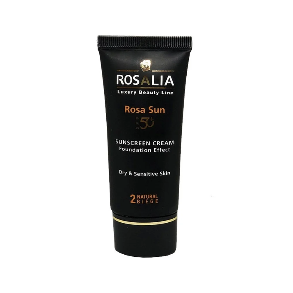کرم ضد آفتاب با SPF50 رنگی بژ روشن مدل Rosa Sun مناسب پوست خشک حجم 40 میل رزالیا