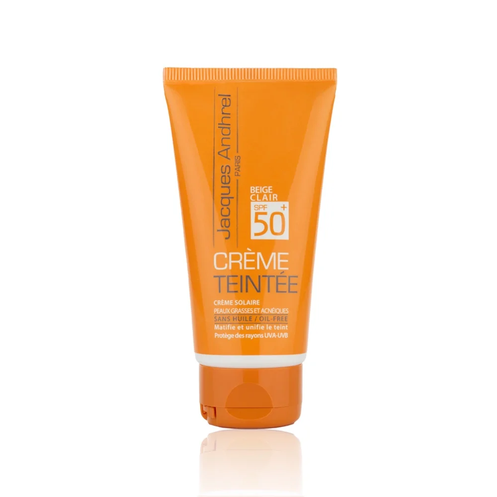 کرم ضد آفتاب با SPF50 رنگی بژ روشن مناسب پوست چرب و مستعد آکنه حجم 50 میل ژاک آندرل