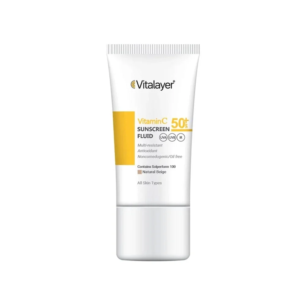 ضد آفتاب فلوئیدی با SPF50 رنگی بژ طبیعی حاوی ویتامین سی حجم 50 میل ویتالیر
