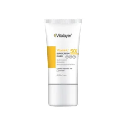 ضد آفتاب فلوئیدی با SPF50 بی رنگ حاوی ویتامین سی حجم 50 میل ویتالیر