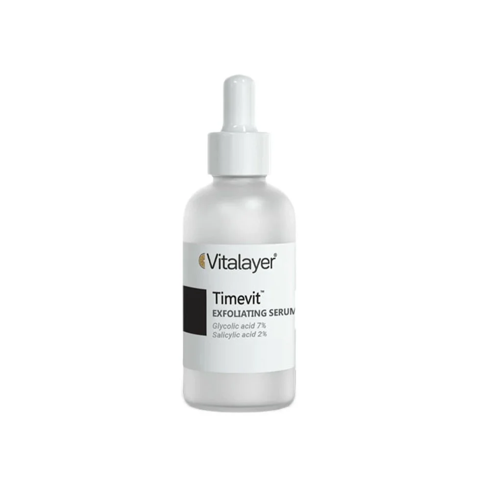 سرم پوست مدل Timevit حاوی 7 درصد گلایکولیک اسید مناسب پوست مختلط حجم 30 میل ویتالیر