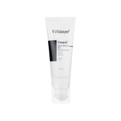 ژل براش شستشوی صورت مدل Timevit مناسب انواع پوست حجم 200 میل ویتالیر