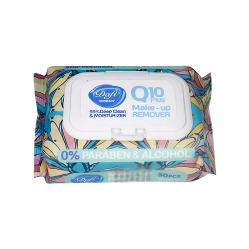 دستمال مرطوب پاک‌کننده آرایش حاوی Q10 طرح گل 50 برگ دافی