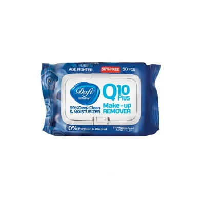 دستمال مرطوب پاک کننده آرایش حاوی Q10 میوه ای بسته 50 عددی دافی